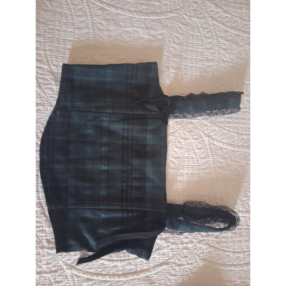 Altar'd State green plaid coquette corset top Size S